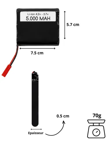 Batterie 5000 mAh 3.7V - compatible avec nos caméras/GSM