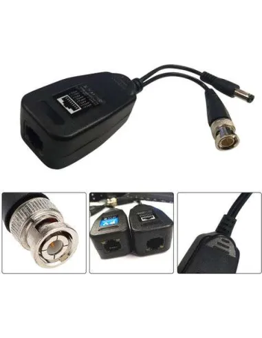 Couple de recepteur-transmetteur rj45 bnc et alimentation